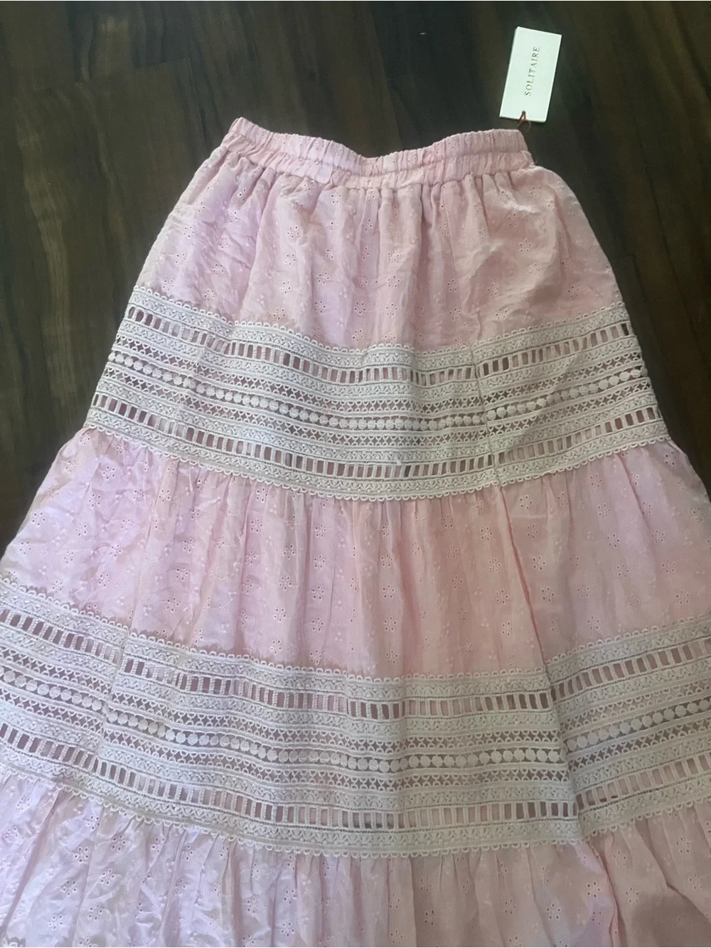 New Solitaire Light Pink Tiered Maxi Skirt size S - Picture 10 of 12